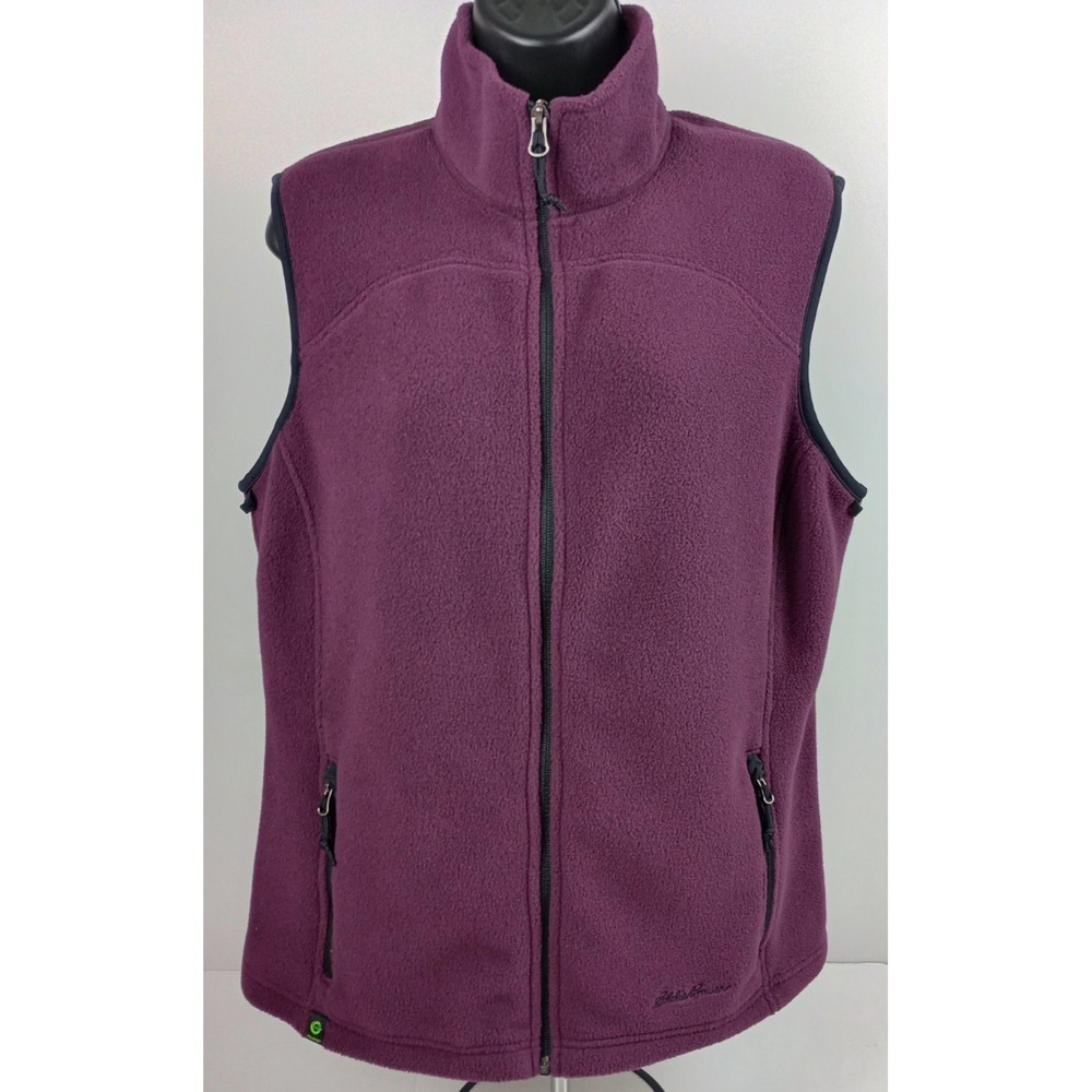 Eddie Bauer Polartec Women's L Full Zip Zipper Pockets Plum Purple Vest
